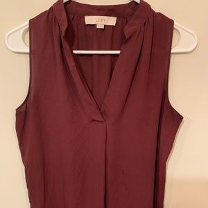 Loft Ann Taylor sleeveless blouse burgundy